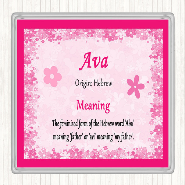 Ava Name Meaning Drinks Mat Coaster Pink