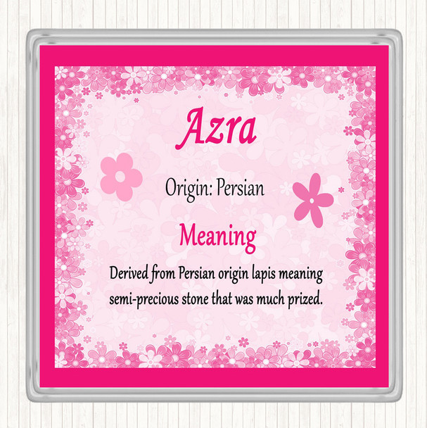 Azra Name Meaning Drinks Mat Coaster Pink