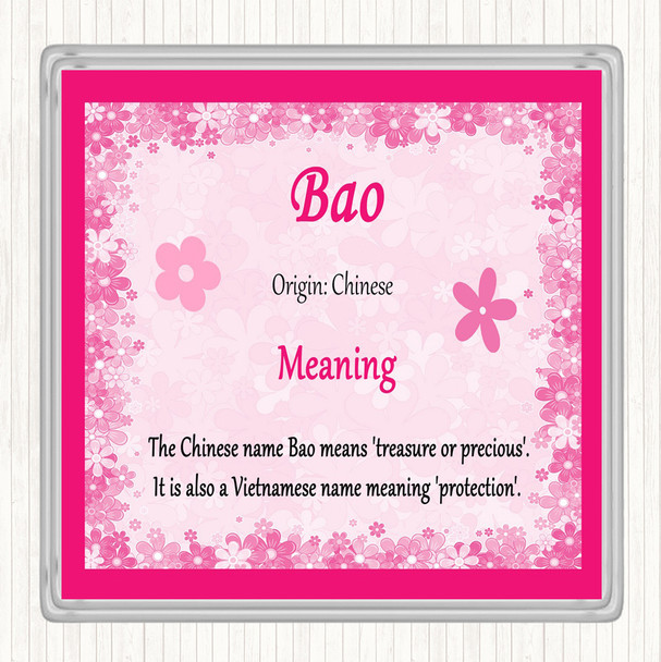 Bao Name Meaning Drinks Mat Coaster Pink