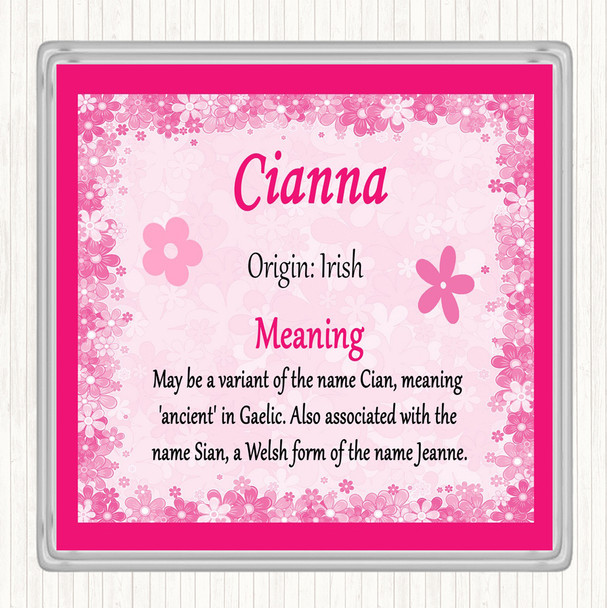 Cianna Name Meaning Drinks Mat Coaster Pink