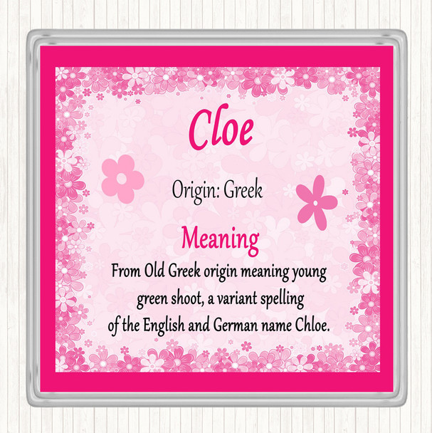 Cloe Name Meaning Drinks Mat Coaster Pink