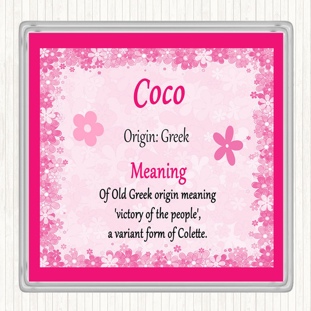 Coco Name Meaning Drinks Mat Coaster Pink