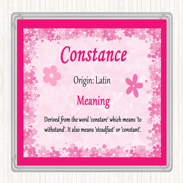 Constance Name Meaning Drinks Mat Coaster Pink