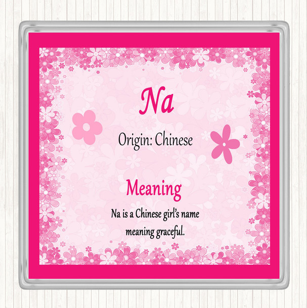 Na Name Meaning Drinks Mat Coaster Pink
