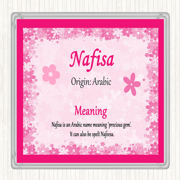 Nafisa Name Meaning Drinks Mat Coaster Pink