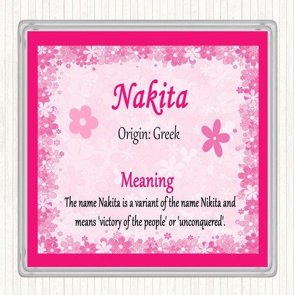 Nakita Name Meaning Drinks Mat Coaster Pink