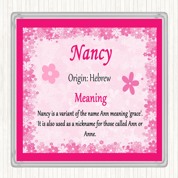 nancy Name Meaning Drinks Mat Coaster Pink