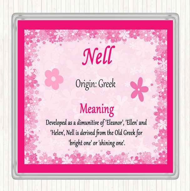 Nell Name Meaning Drinks Mat Coaster Pink