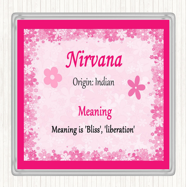 Nirvana Name Meaning Drinks Mat Coaster Pink