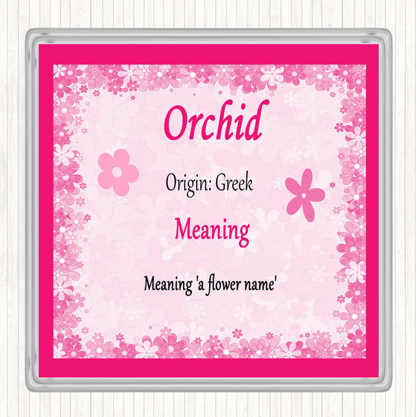 Orchid Name Meaning Drinks Mat Coaster Pink