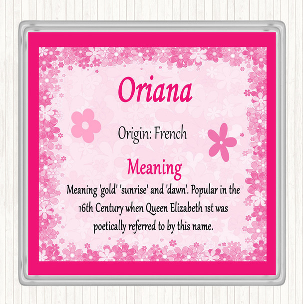 Oriana Name Meaning Drinks Mat Coaster Pink