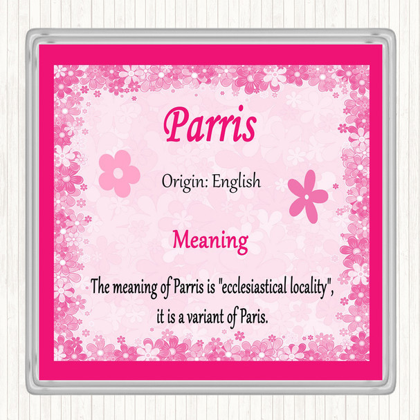 Parris Name Meaning Drinks Mat Coaster Pink