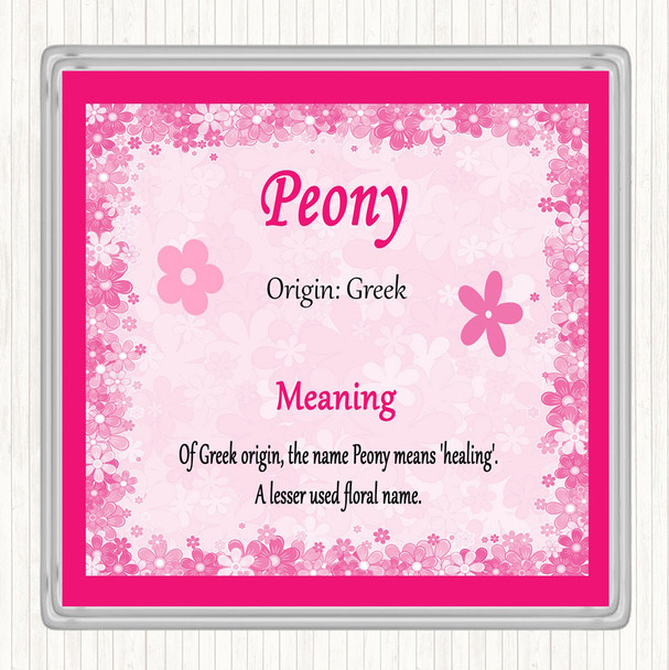 Peony Name Meaning Drinks Mat Coaster Pink