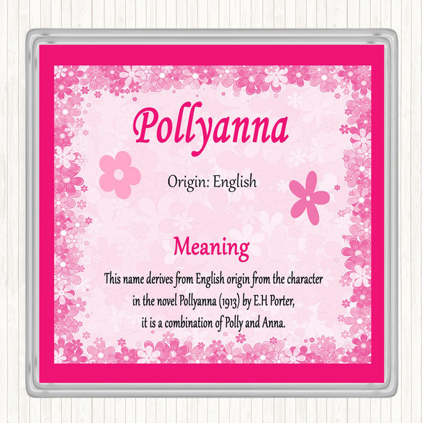 Pollyanna Name Meaning Drinks Mat Coaster Pink