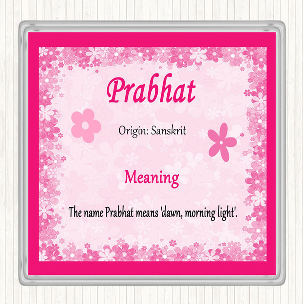 Prabhat Name Meaning Drinks Mat Coaster Pink