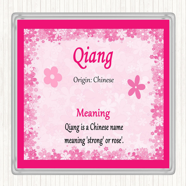 Qiang Name Meaning Drinks Mat Coaster Pink