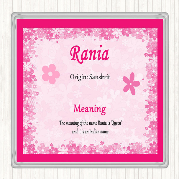 Rania Name Meaning Drinks Mat Coaster Pink