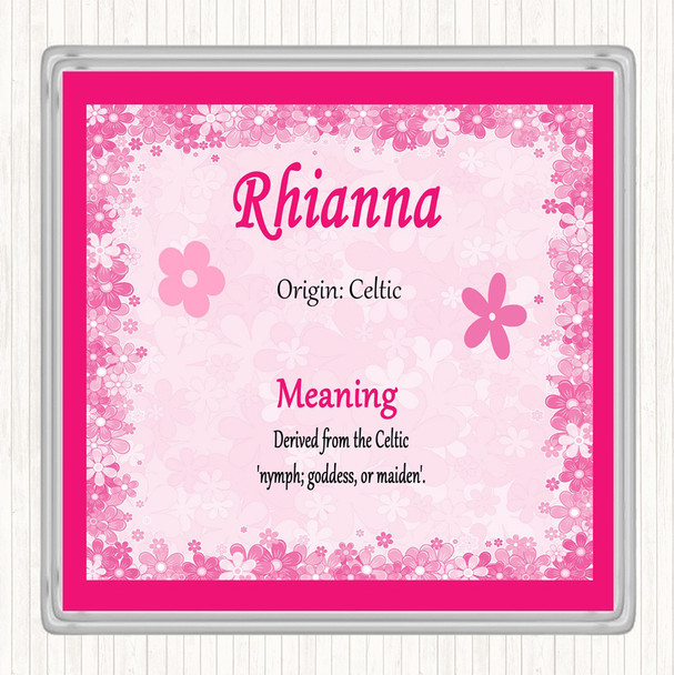 Rhianna Name Meaning Drinks Mat Coaster Pink