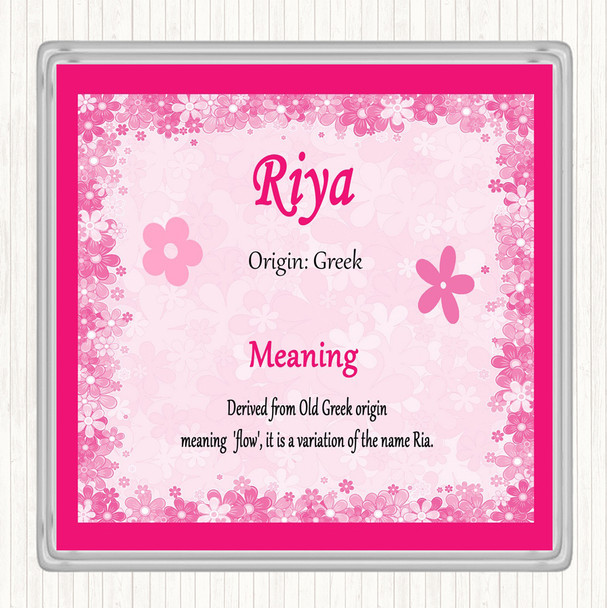 Riya Name Meaning Drinks Mat Coaster Pink