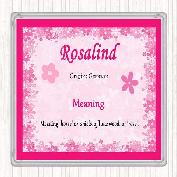 Rosalind Name Meaning Drinks Mat Coaster Pink