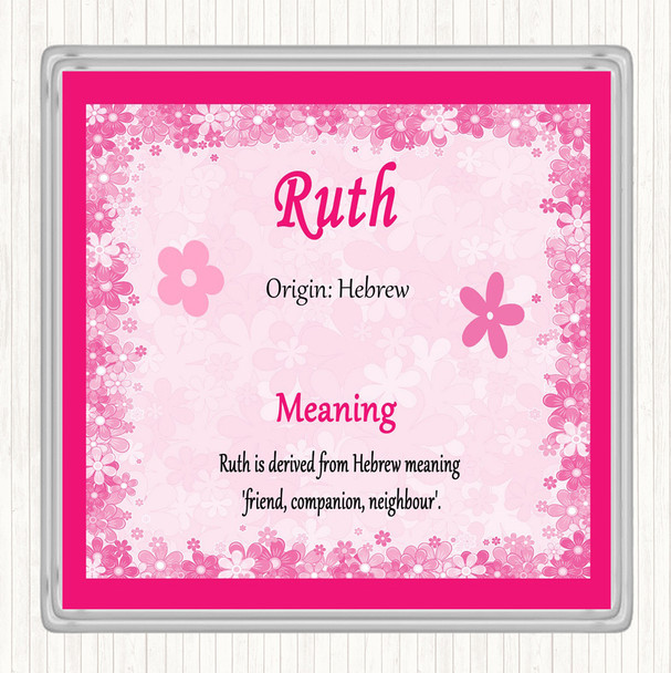 Ruth Name Meaning Drinks Mat Coaster Pink