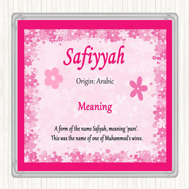 Safiyyah Name Meaning Drinks Mat Coaster Pink