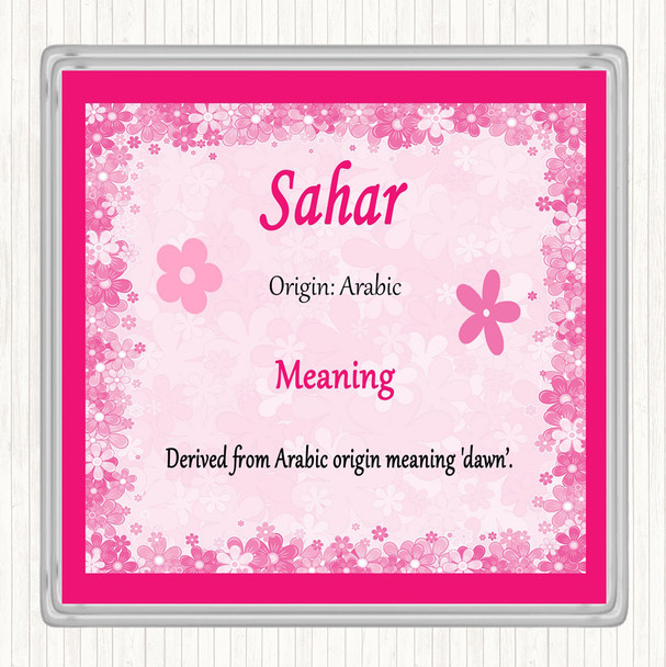 Sahar Name Meaning Drinks Mat Coaster Pink