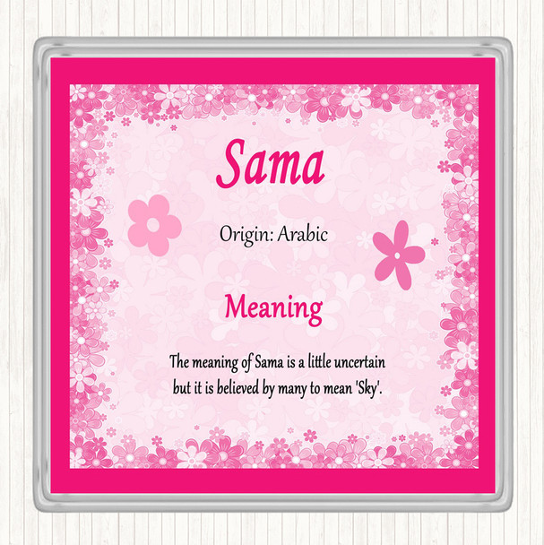 Sama Name Meaning Drinks Mat Coaster Pink