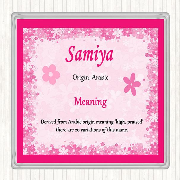 Samiya Name Meaning Drinks Mat Coaster Pink