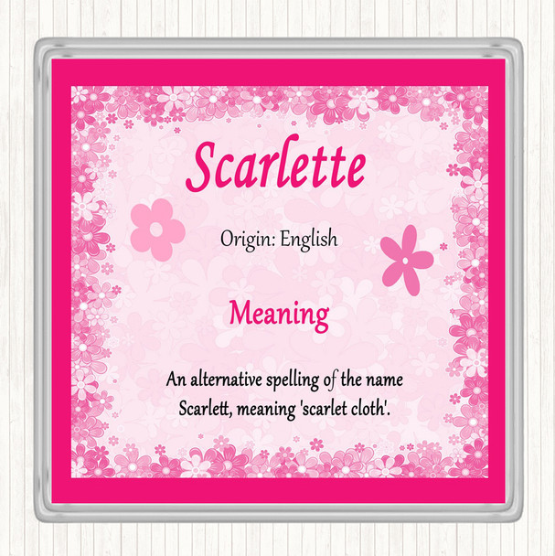 Scarlette Name Meaning Drinks Mat Coaster Pink