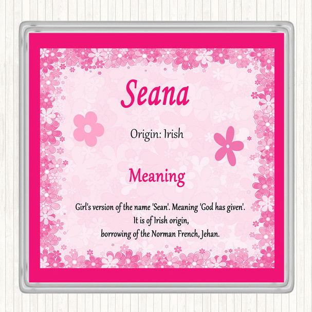 Seana Name Meaning Drinks Mat Coaster Pink