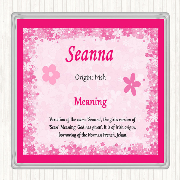 Seanna Name Meaning Drinks Mat Coaster Pink