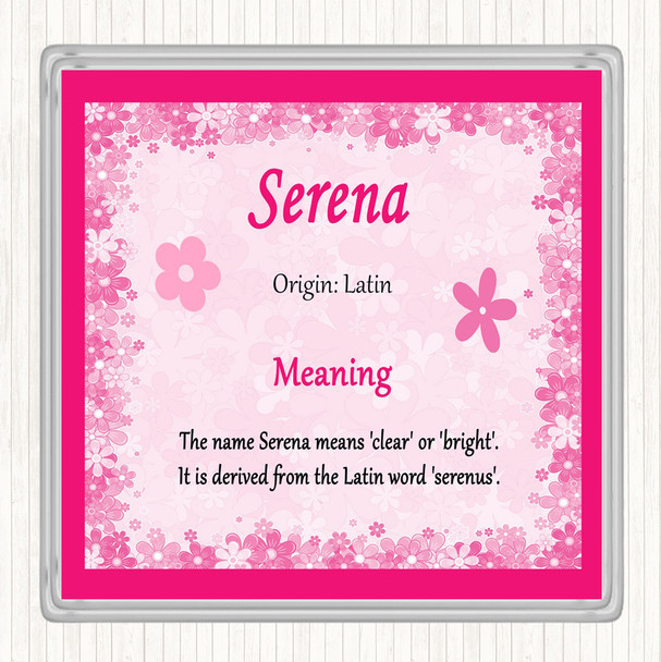 Serena Name Meaning Drinks Mat Coaster Pink