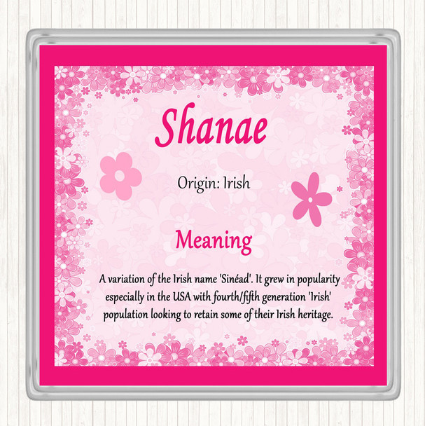 Shanae Name Meaning Drinks Mat Coaster Pink