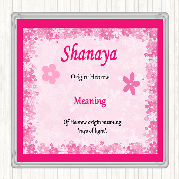 Shanaya Name Meaning Drinks Mat Coaster Pink