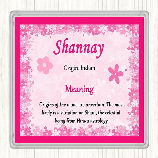 Shannay Name Meaning Drinks Mat Coaster Pink