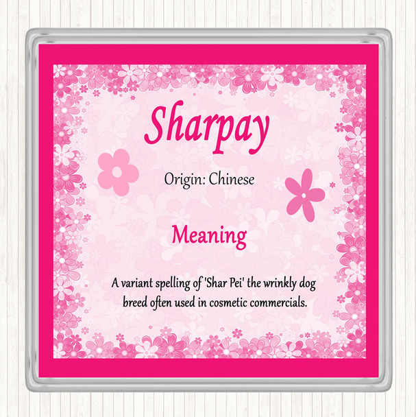 Sharpay Name Meaning Drinks Mat Coaster Pink