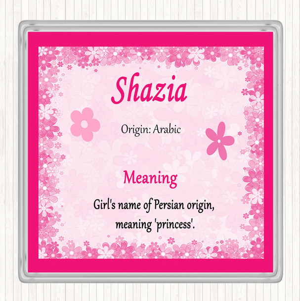 Shazia Name Meaning Drinks Mat Coaster Pink