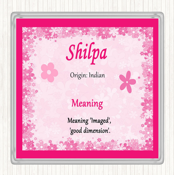 Shilpa Name Meaning Drinks Mat Coaster Pink