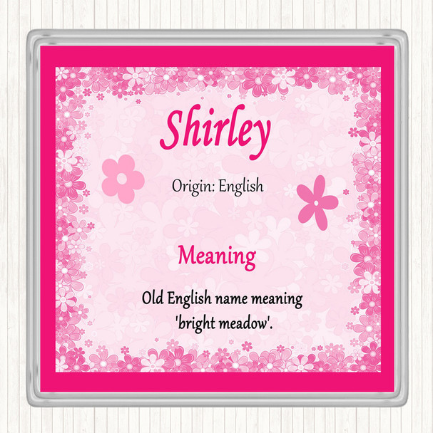 Shirley Name Meaning Drinks Mat Coaster Pink