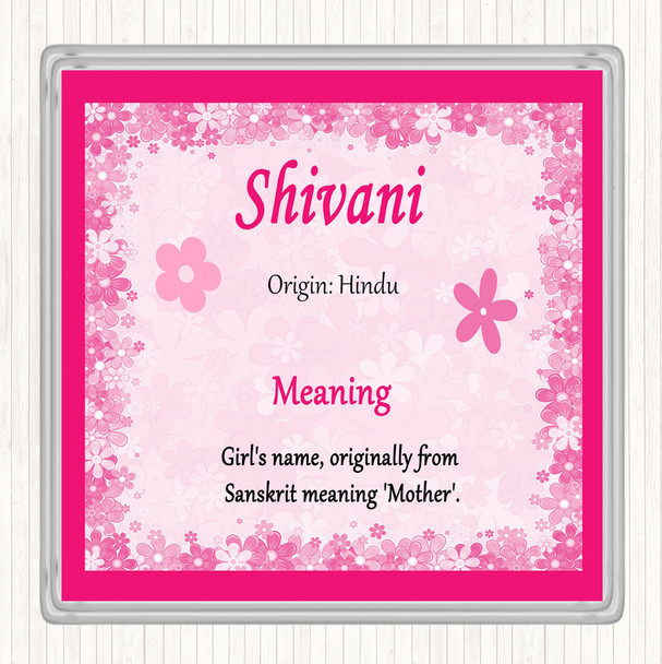 Shivani Name Meaning Drinks Mat Coaster Pink