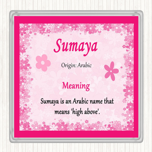 Sumaya Name Meaning Drinks Mat Coaster Pink