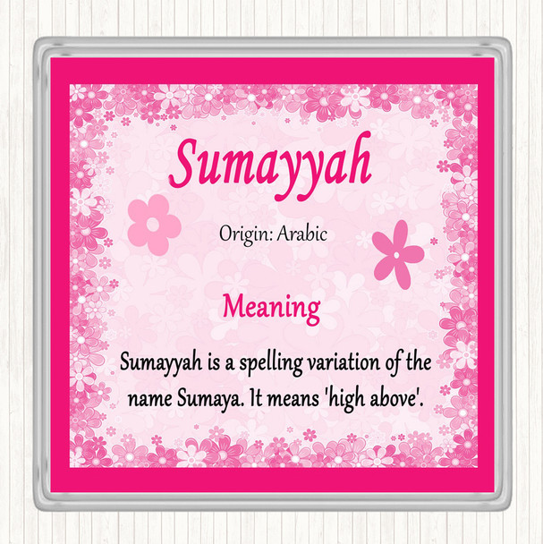 Sumayyah Name Meaning Drinks Mat Coaster Pink