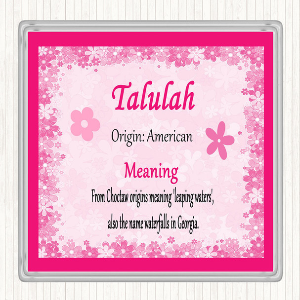 Talulah Name Meaning Drinks Mat Coaster Pink