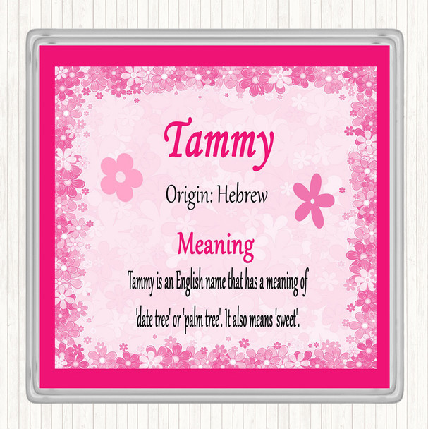 Tammy Name Meaning Drinks Mat Coaster Pink