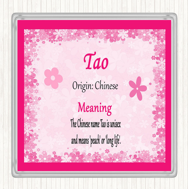 Tao Name Meaning Drinks Mat Coaster Pink