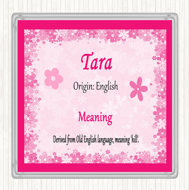 Tara Name Meaning Drinks Mat Coaster Pink