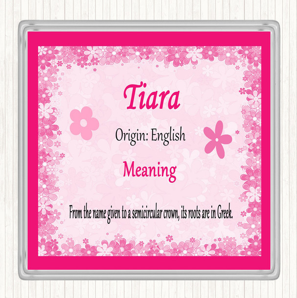 Tiara Name Meaning Drinks Mat Coaster Pink