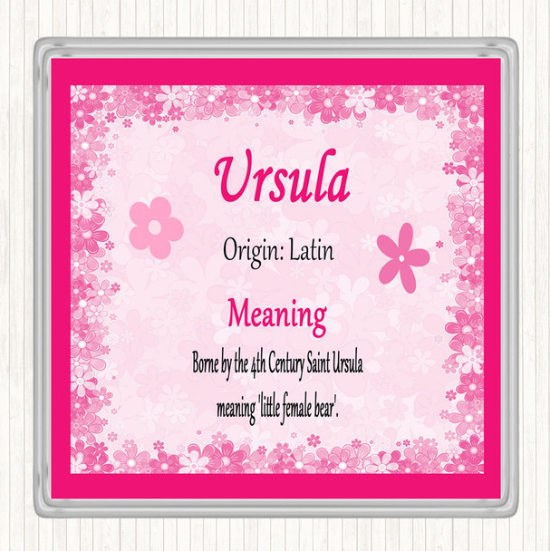 Ursula Name Meaning Drinks Mat Coaster Pink