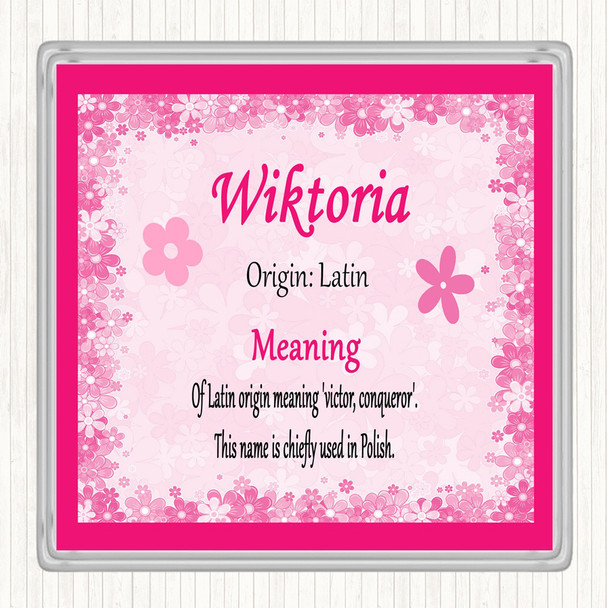 Wiktoria Name Meaning Drinks Mat Coaster Pink